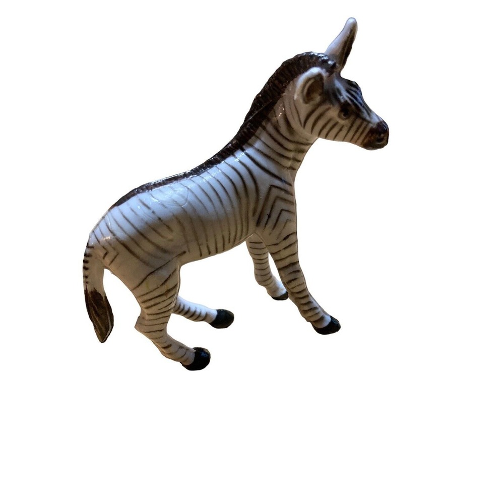 Zebra Figurine 3" Mini Figure Hard plain looks like porcelain